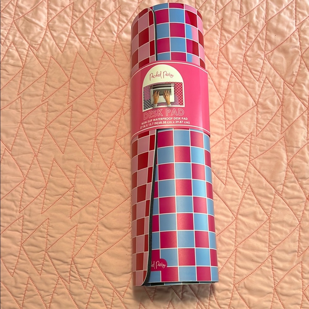 Rachel Parcell Pink and Blue Checkered Desk Pad